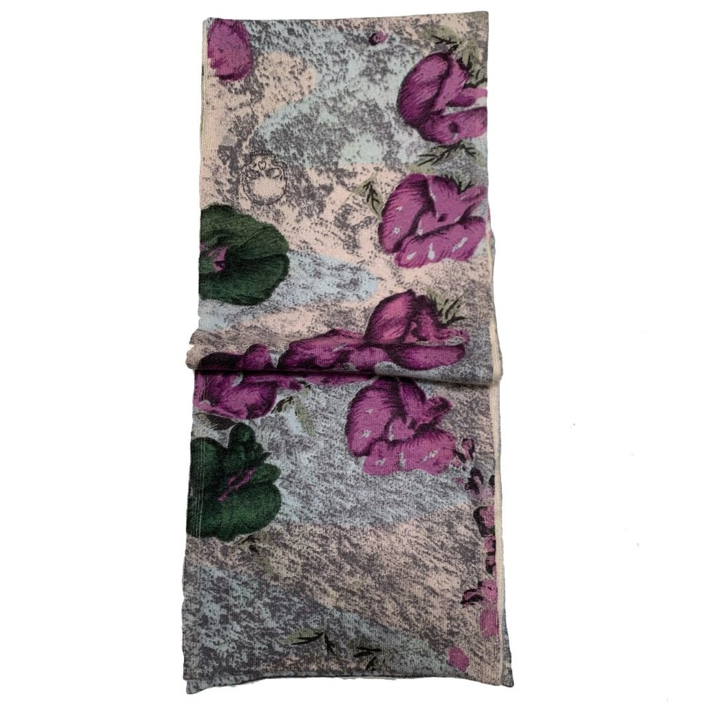 Raw7 100% Cashmere Scarf Floral Pattern - Picture 2 of 3